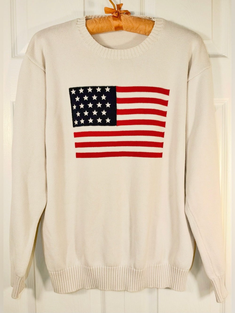 Brandy Melville Nico American Flag Sweater Cream Cotton Made in Italy XS-S